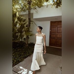 Zara Cream Textured Skirt